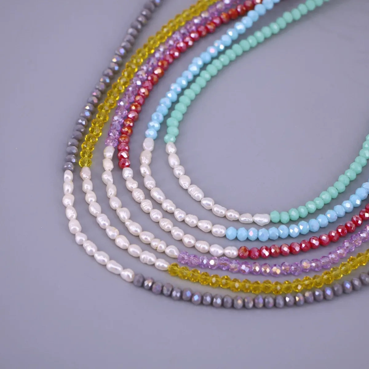 Splicing Crystal Beaded Pearl Necklace Clavicle Chain