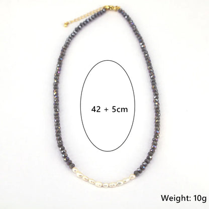 Splicing Crystal Beaded Pearl Necklace Clavicle Chain