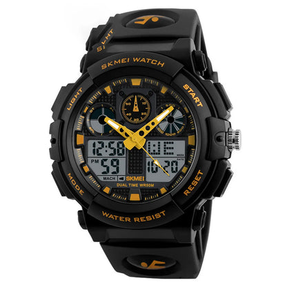 Sports Color Block Single Folding Buckle Electronic Men'S Watches