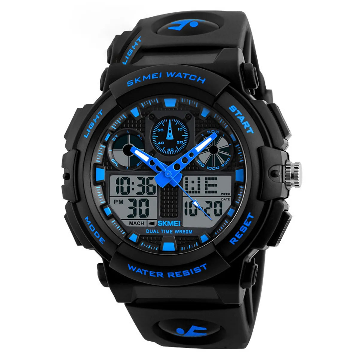 Sports Color Block Single Folding Buckle Electronic Men'S Watches