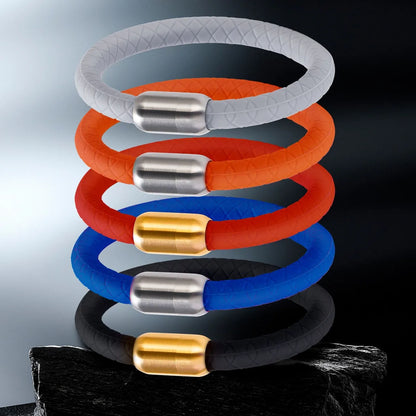 Sports Solid Color 304 Stainless Steel Silica Gel Unisex Wristband