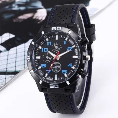 Sports Solid Color Buckle Quartz Men'S Watches