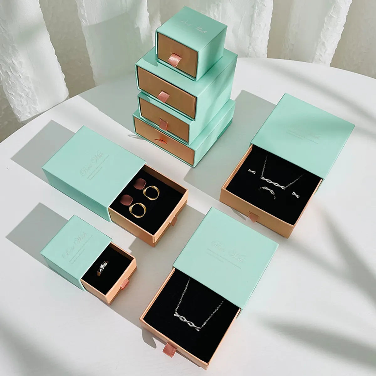 Spot White Pink Drawer Necklace Box Jewelry Jewelry Box Ring Earrings Bracelet  Style Jewelry Drawer Gift Box