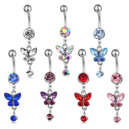 Spot Wholesale European And American Piercing Jewelry Butterfly Strap Belly Button Ring Belly Button Nail