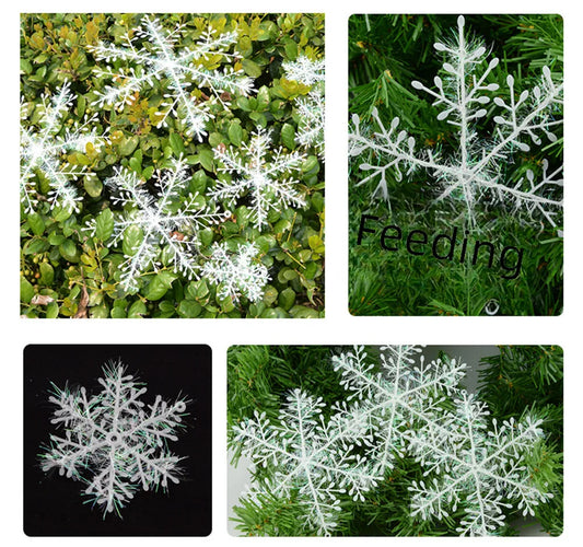 Spot Wholesale  Hot 11cm Plastic Christmas Snowflake Pendant Christmas Tree Decoration Supplies 1 Pack Of 3 Pieces