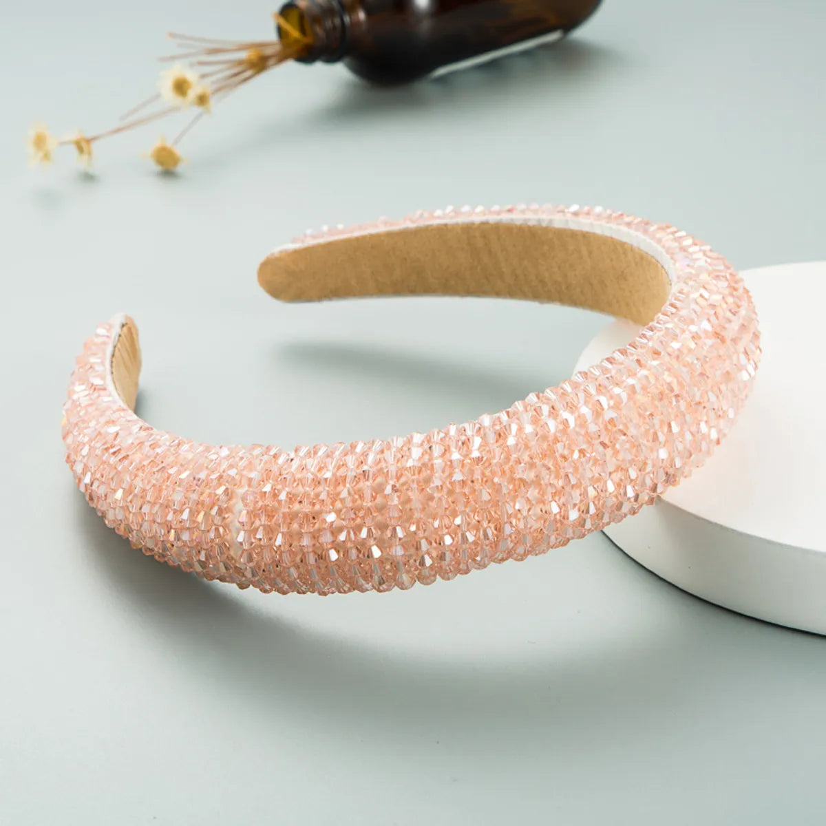 Spring New Sponge Crystal Wide Edge Headband