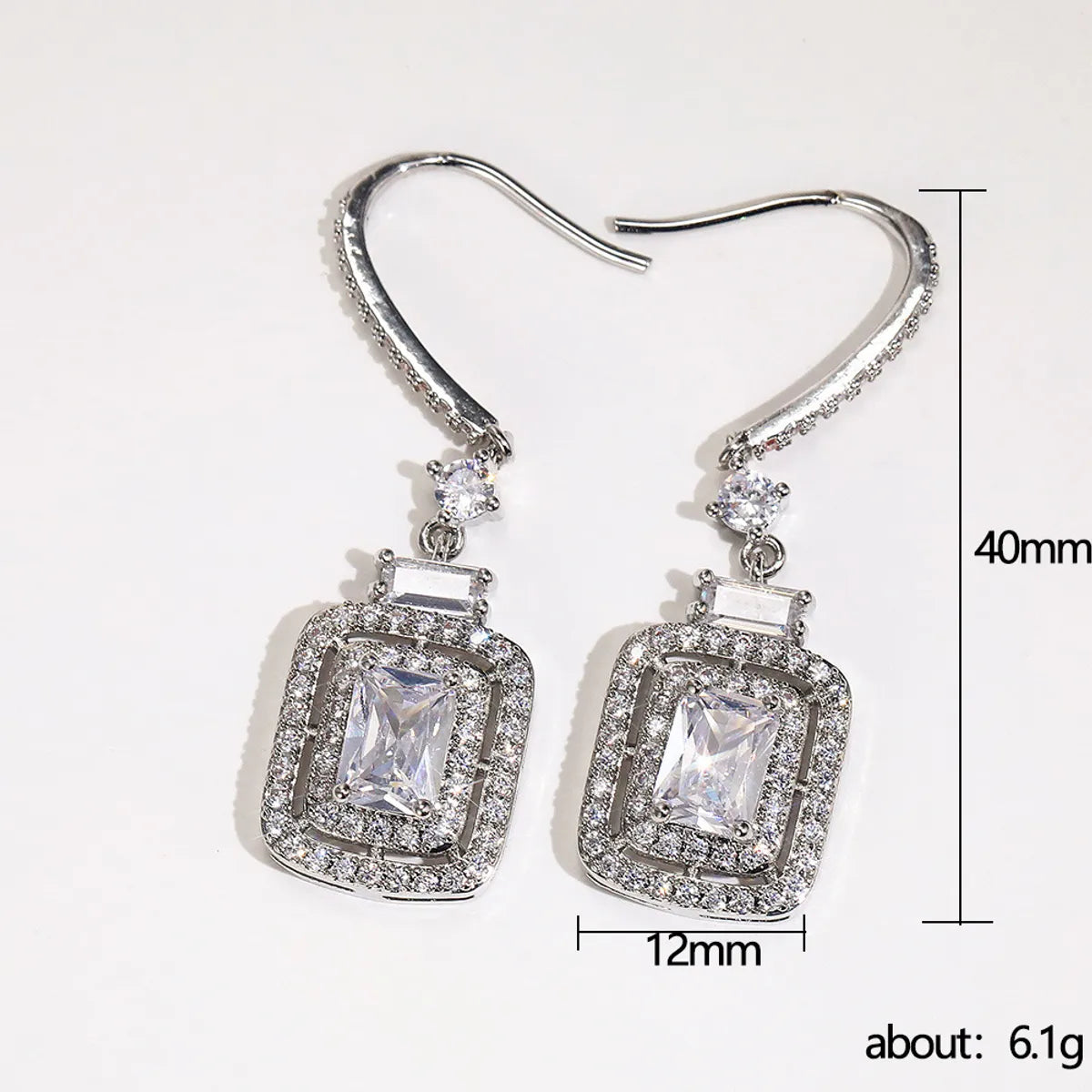 Square Rhinestone Zirconia Group Luxury Ear Crochet Earrings