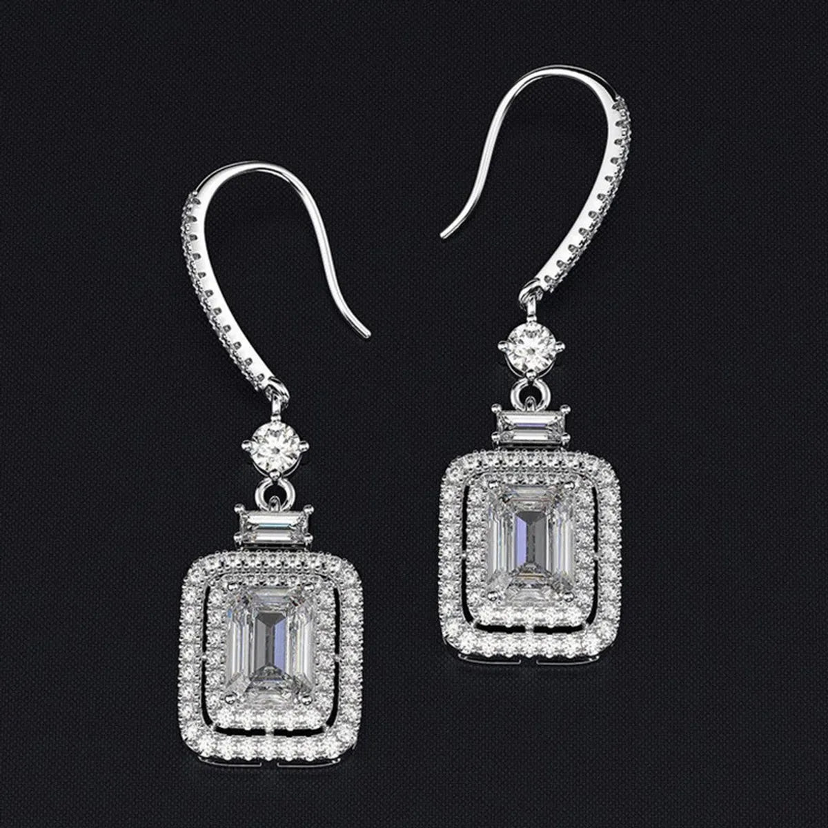 Square Rhinestone Zirconia Group Luxury Ear Crochet Earrings