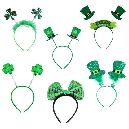 St. Patrick Shamrock Letter Bow Knot Plastic Party Hair Band Costume Props 1 Piece