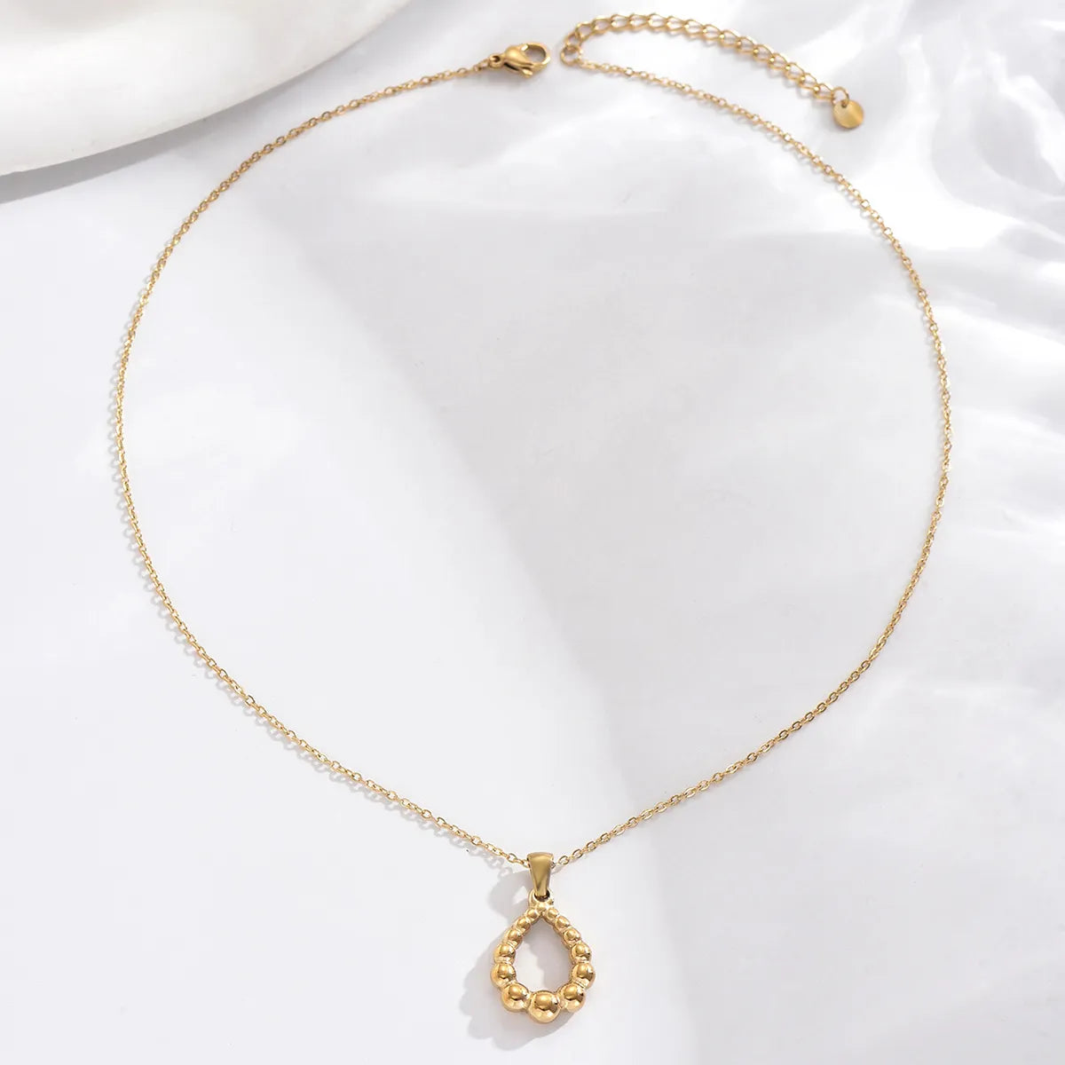 Stainless Steel 14K Gold Plated Elegant Romantic Classic Style Round Water Droplets Heart Shape Hollow Out Inlay Zircon Double Layer Necklaces Pendant Necklace