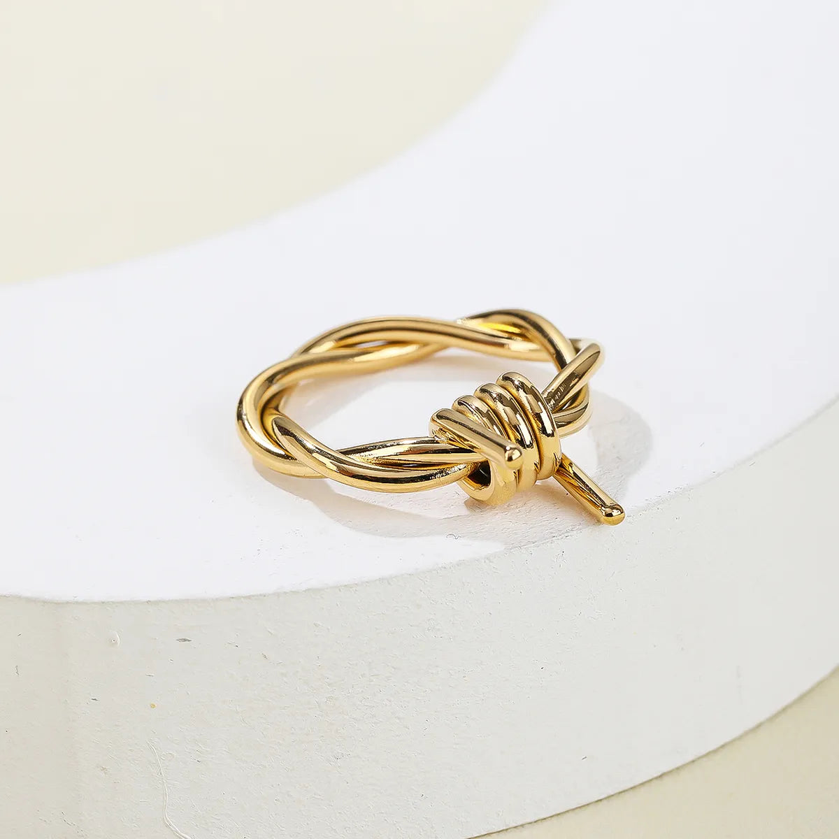 Stainless Steel 14K Gold Plated Hip-Hop Simple Style Curve Polishing Plating Rings