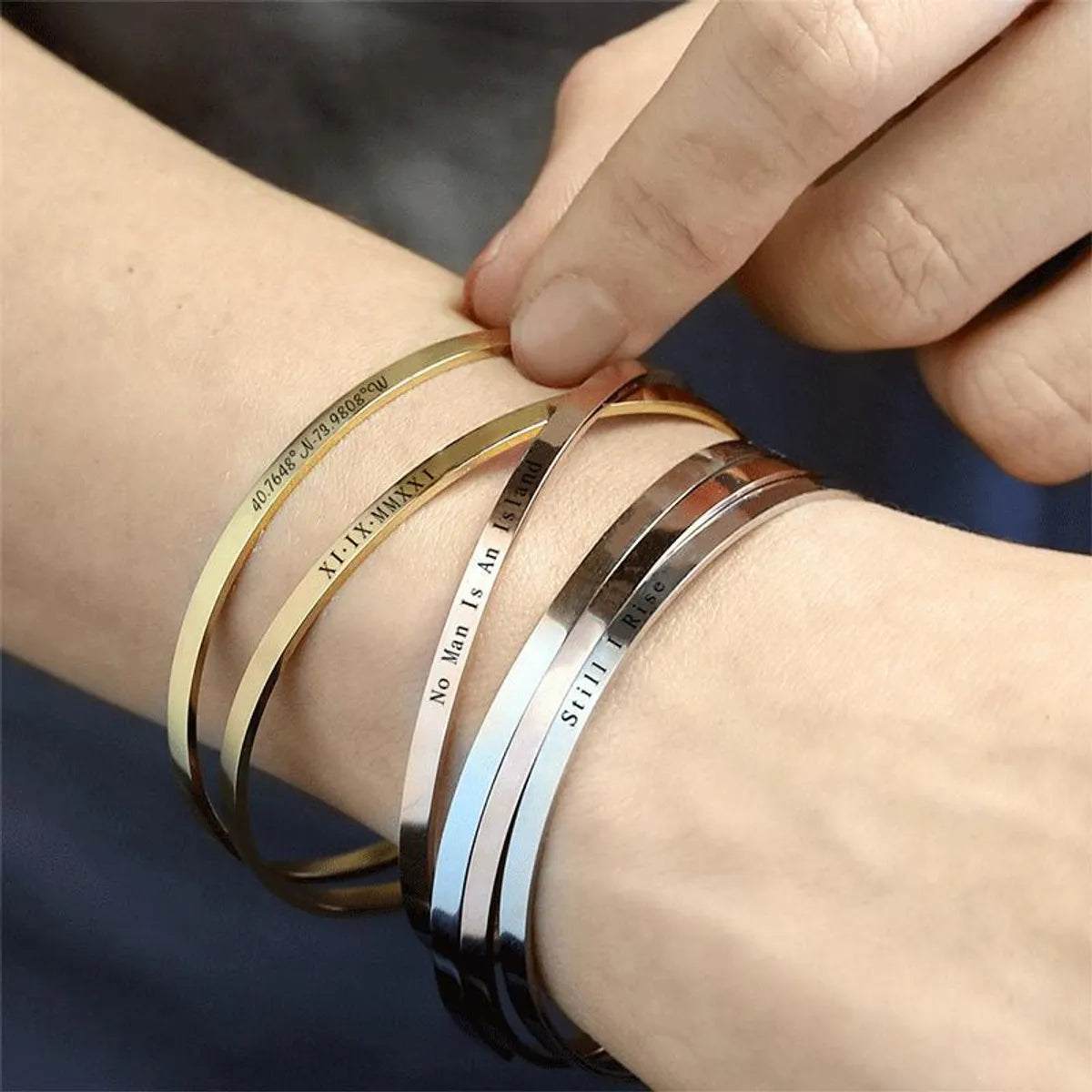 Stainless Steel 14K Gold Plated Simple Style Classic Style Geometric Plating Bangle