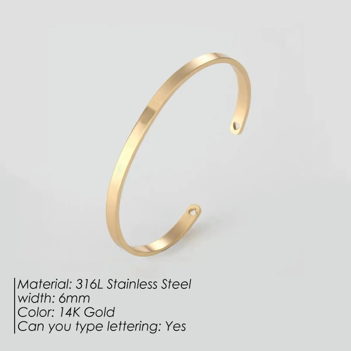 Stainless Steel 14K Gold Plated Simple Style Classic Style Geometric Plating Bangle