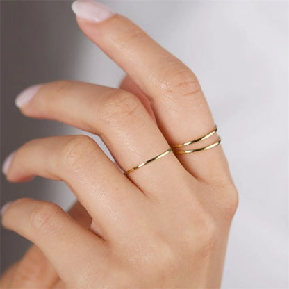 Stainless Steel 14K Gold Plated Simple Style Geometric Plating Rings