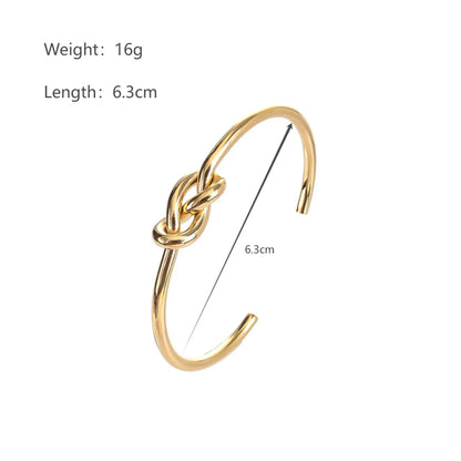 Stainless Steel 14K Gold Plated Vintage Style Simple Style Solid Color Knot Bangle