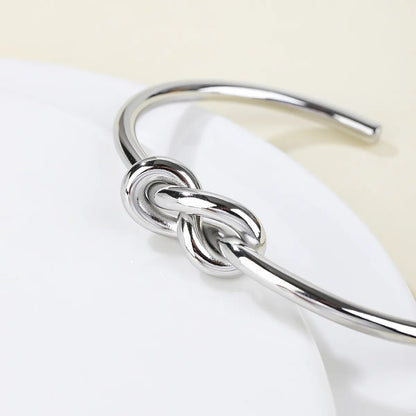 Stainless Steel 14K Gold Plated Vintage Style Simple Style Solid Color Knot Bangle