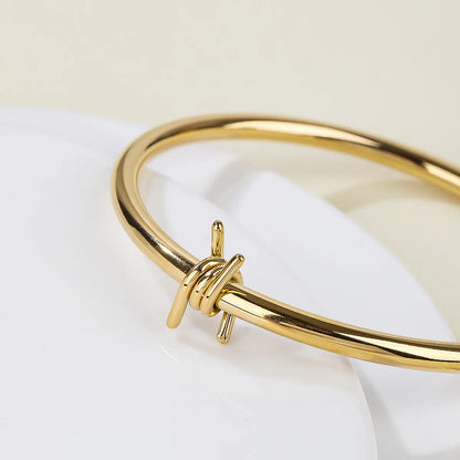 Stainless Steel 14K Gold Plated Vintage Style Simple Style Solid Color Plating Bangle