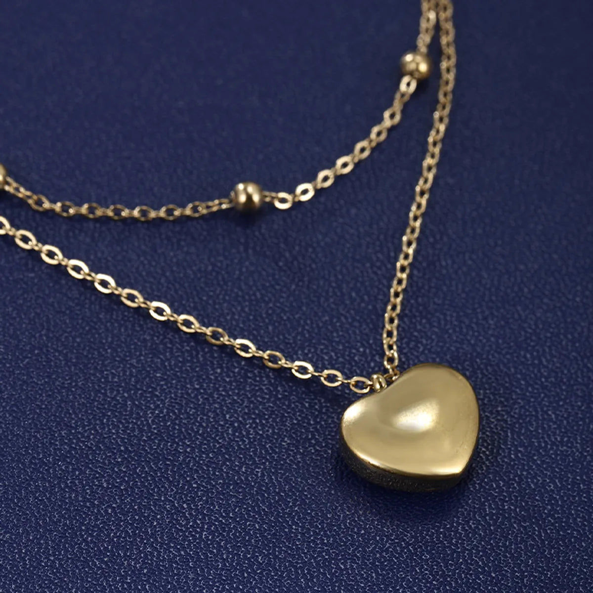 Stainless Steel 14K Gold Plated XUPING Simple Style Heart Shape Plating Double Layer Necklaces