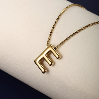 Stainless Steel 14K Gold Plated XUPING Simple Style Letter Necklace