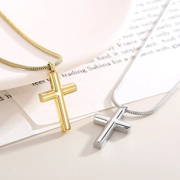 Stainless Steel 18K Gold Plated Basic Cross Plating Pendant Necklace