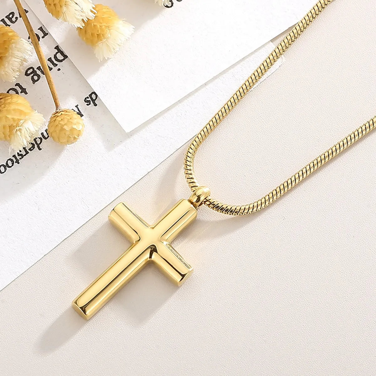 Stainless Steel 18K Gold Plated Basic Cross Plating Pendant Necklace