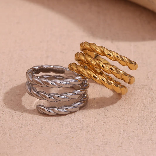 Stainless Steel 18K Gold Plated Basic Simple Style Classic Style Solid Color Plating Rings