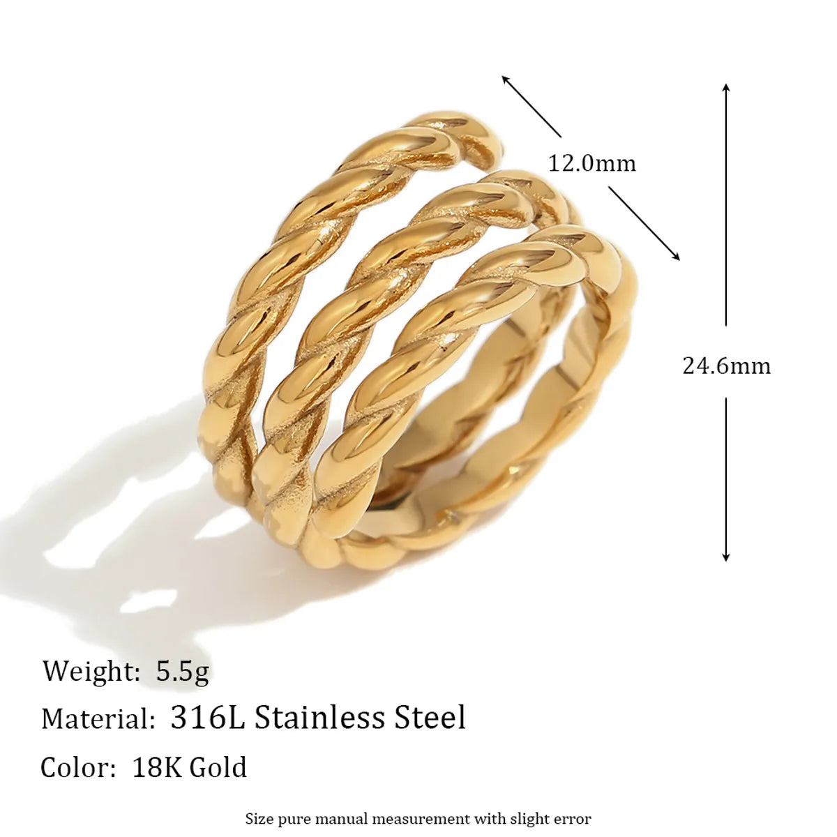 Stainless Steel 18K Gold Plated Basic Simple Style Classic Style Solid Color Plating Rings