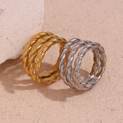 Stainless Steel 18K Gold Plated Basic Simple Style Classic Style Solid Color Plating Rings