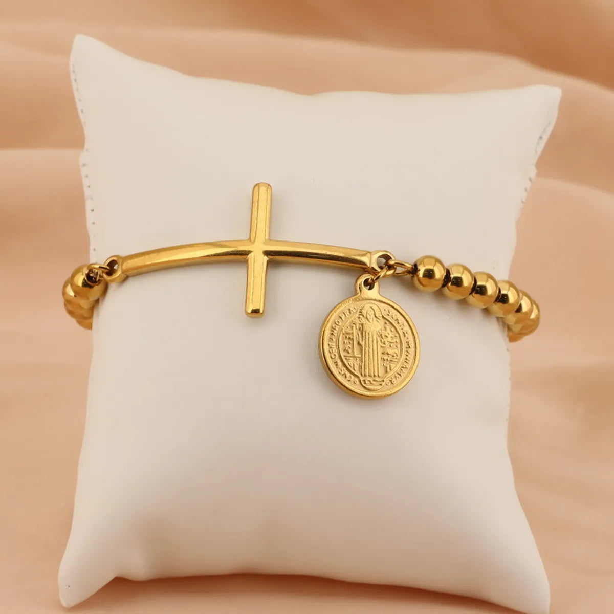 Stainless Steel 18K Gold Plated Basic Streetwear Cross Bracelets