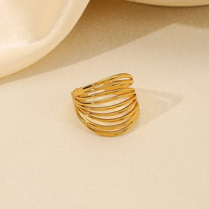 Stainless Steel 18K Gold Plated Casual Classic Style Geometric Open Rings