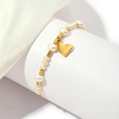 Stainless Steel 18K Gold Plated Casual Classic Style Heart Shape Bracelets