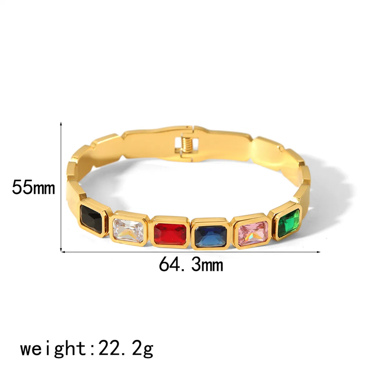 Stainless Steel 18K Gold Plated Casual Tropical Classic Style Geometric Polishing Inlay Zircon Bangle