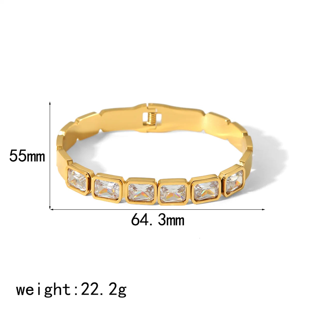 Stainless Steel 18K Gold Plated Casual Tropical Classic Style Geometric Polishing Inlay Zircon Bangle