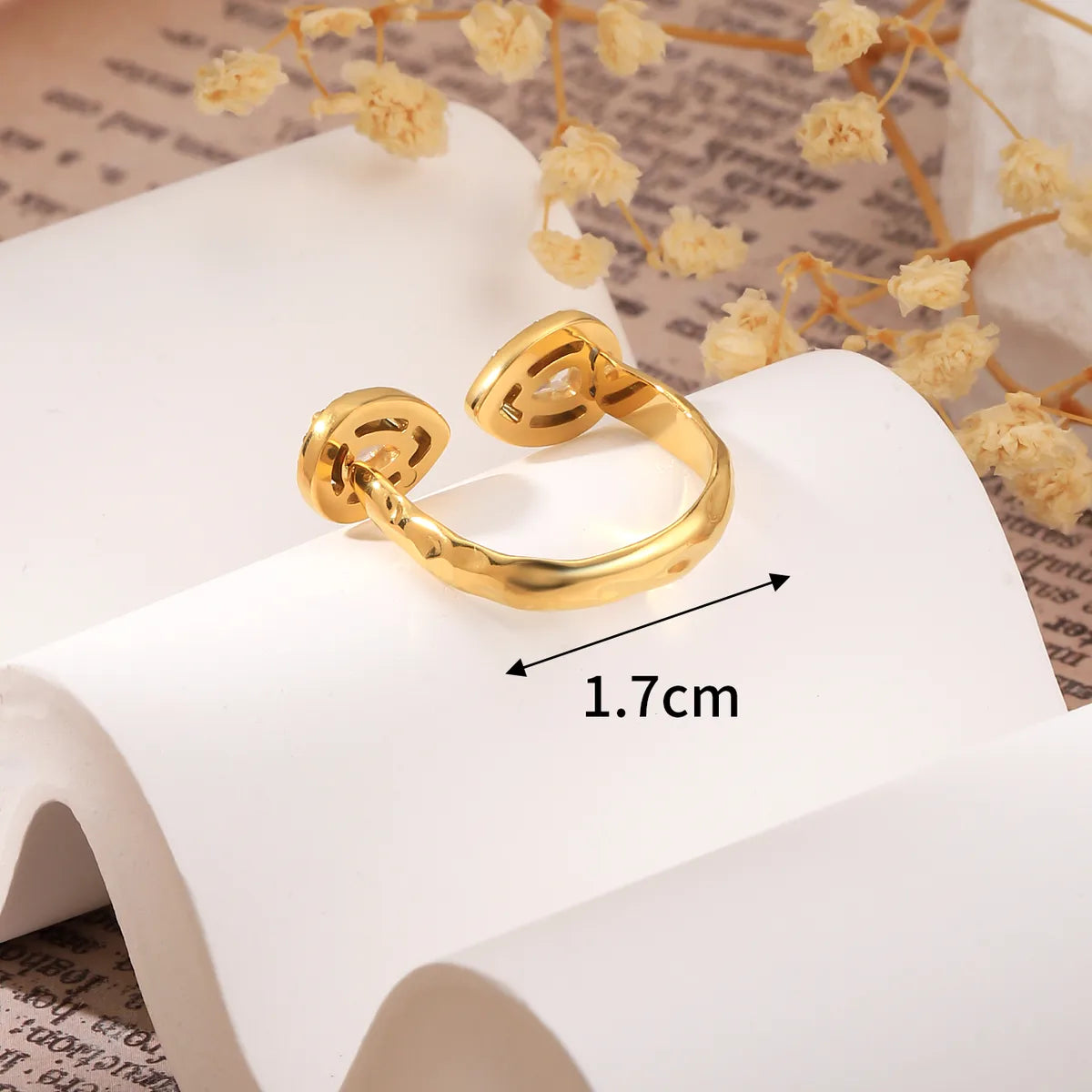 304 Stainless Steel 18K Gold Plated Elegant Plating Inlay Geometric Pearl Zircon Rings