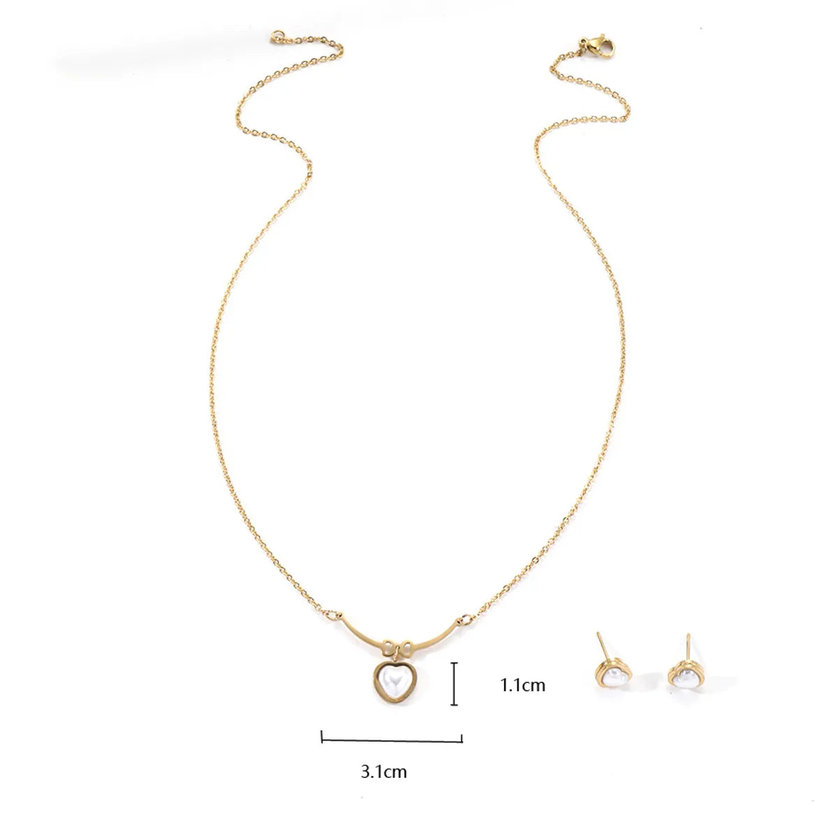 Wholesale Jewelry Elegant Heart Shape 304 Stainless Steel 18K Gold Plated Jewelry Set