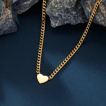 304 Stainless Steel 14K Gold Plated 18K Gold Plated Elegant Lady Heart Shape Pendant Necklace