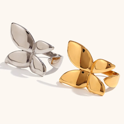 Stainless Steel 18K Gold Plated Elegant Simple Style Butterfly Open Rings