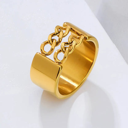 304 Stainless Steel 18K Gold Plated Elegant Simple Style Geometric Zircon Rings