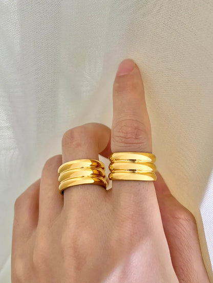 304 Stainless Steel 18K Gold Plated Elegant Simple Style Geometric Zircon Rings