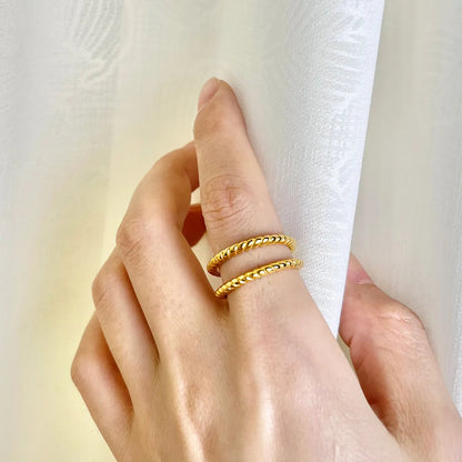 304 Stainless Steel 18K Gold Plated Elegant Simple Style Geometric Zircon Rings