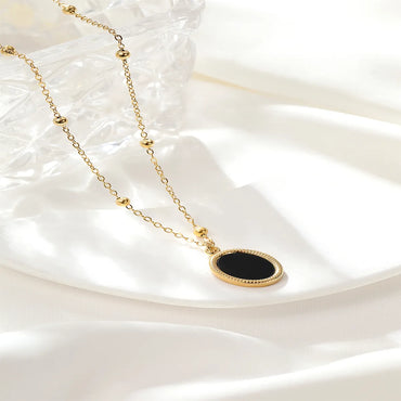 Stainless Steel 18K Gold Plated Elegant Simple Style Oval Inlay Acrylic Pendant Necklace