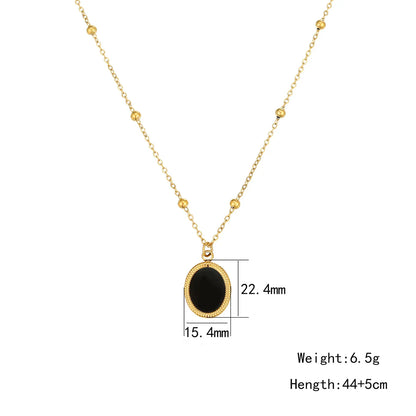 Stainless Steel 18K Gold Plated Elegant Simple Style Oval Inlay Acrylic Pendant Necklace