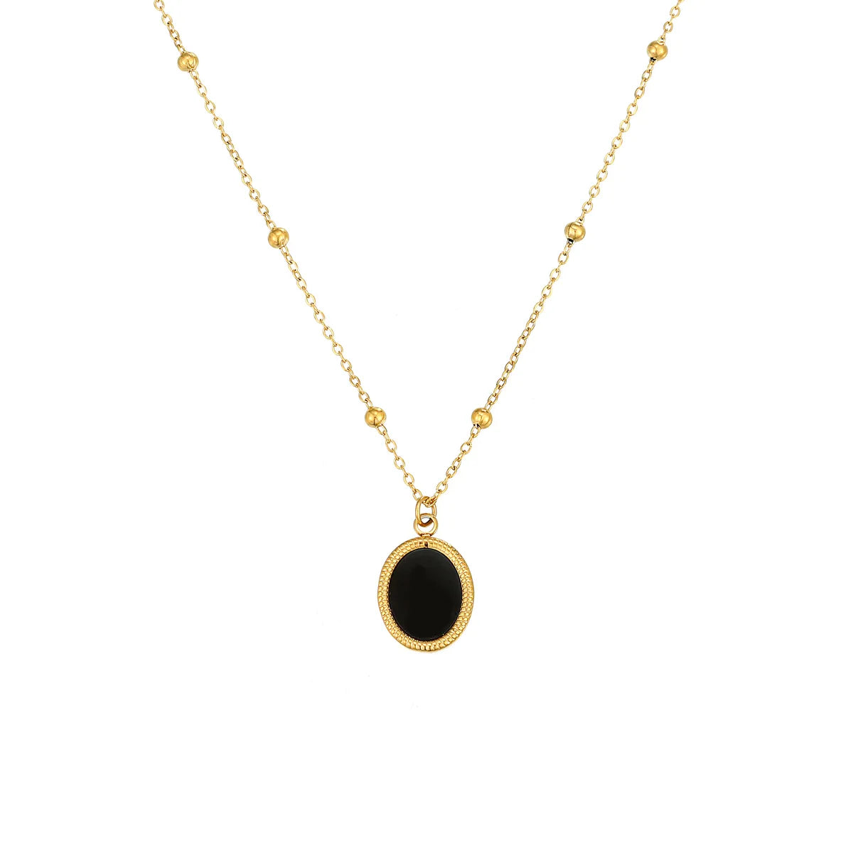 Stainless Steel 18K Gold Plated Elegant Simple Style Oval Inlay Acrylic Pendant Necklace