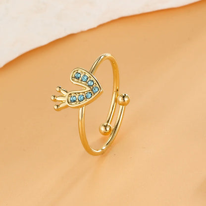 304 Stainless Steel 18K Gold Plated Elegant Streetwear Inlay Heart Shape Zircon Open Rings