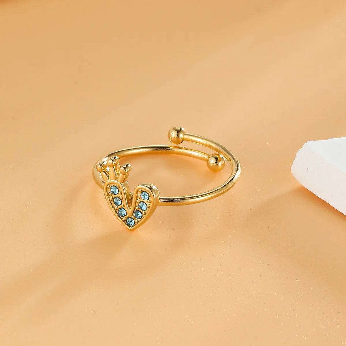 304 Stainless Steel 18K Gold Plated Elegant Streetwear Inlay Heart Shape Zircon Open Rings