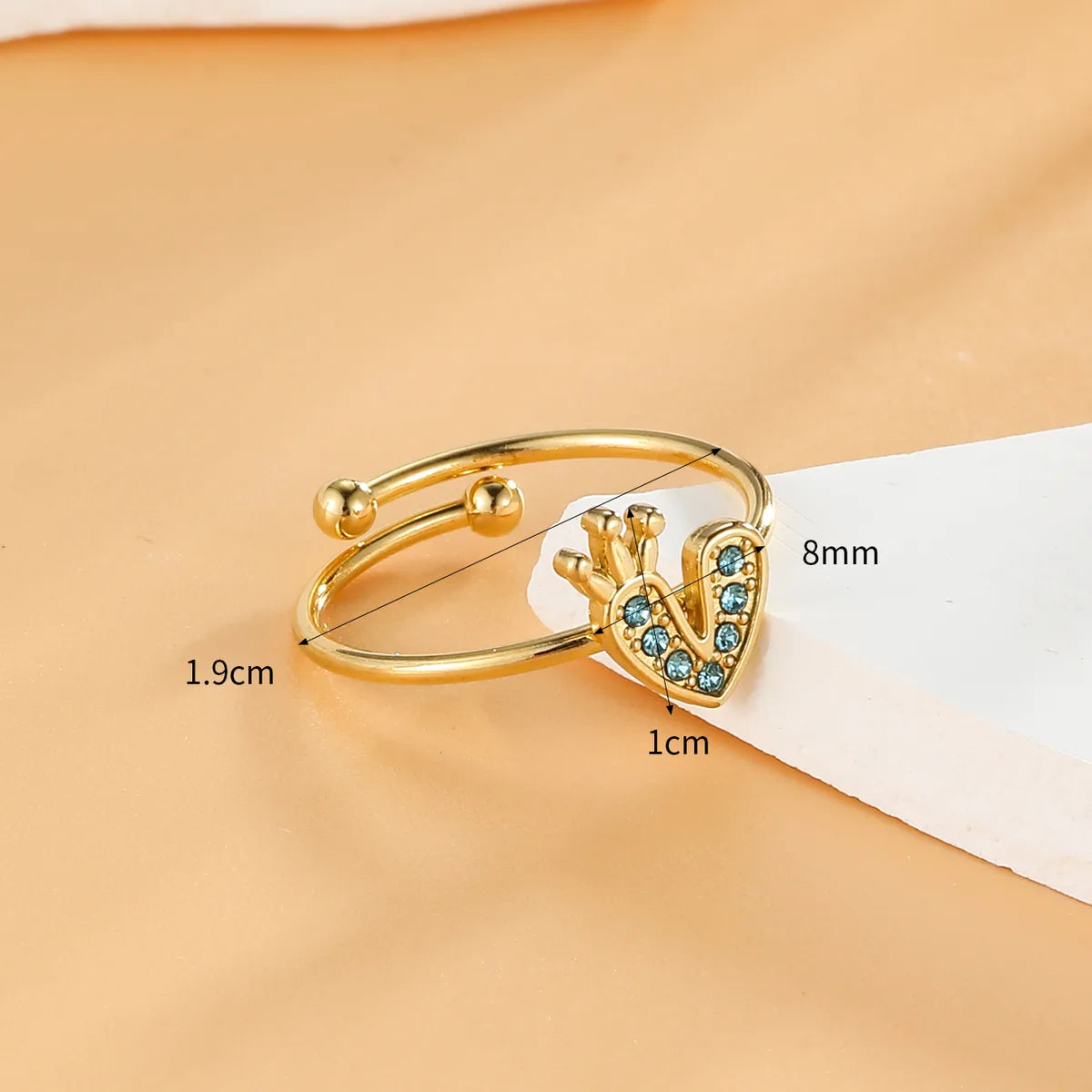 304 Stainless Steel 18K Gold Plated Elegant Streetwear Inlay Heart Shape Zircon Open Rings