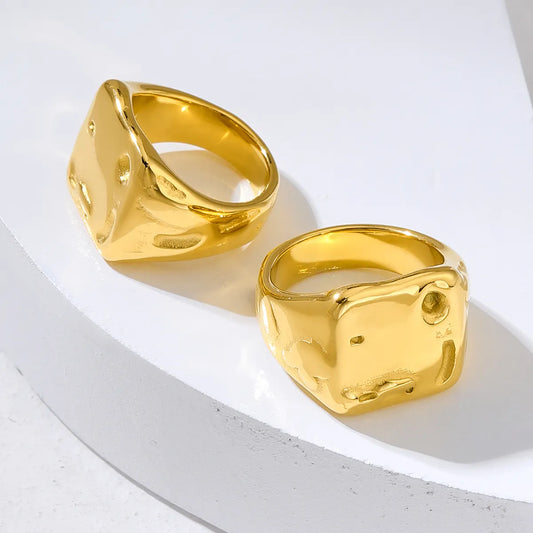 304 Stainless Steel 18K Gold Plated Exaggerated Simple Style Meteorite Rings