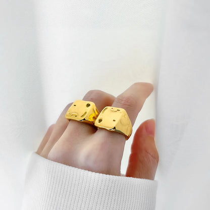 304 Stainless Steel 18K Gold Plated Exaggerated Simple Style Meteorite Rings