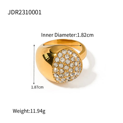 Stainless Steel 18K Gold Plated IG Style Elegant Water Droplets Rhinestones Rings Earrings