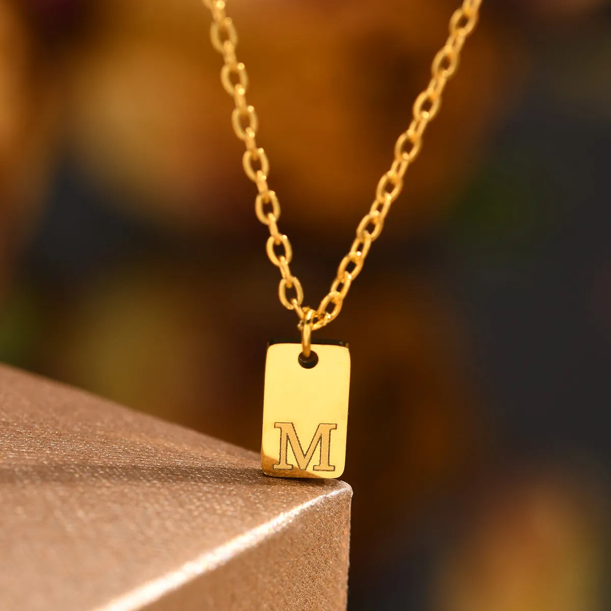 Stainless Steel 18K Gold Plated IG Style Letter Pendant Necklace